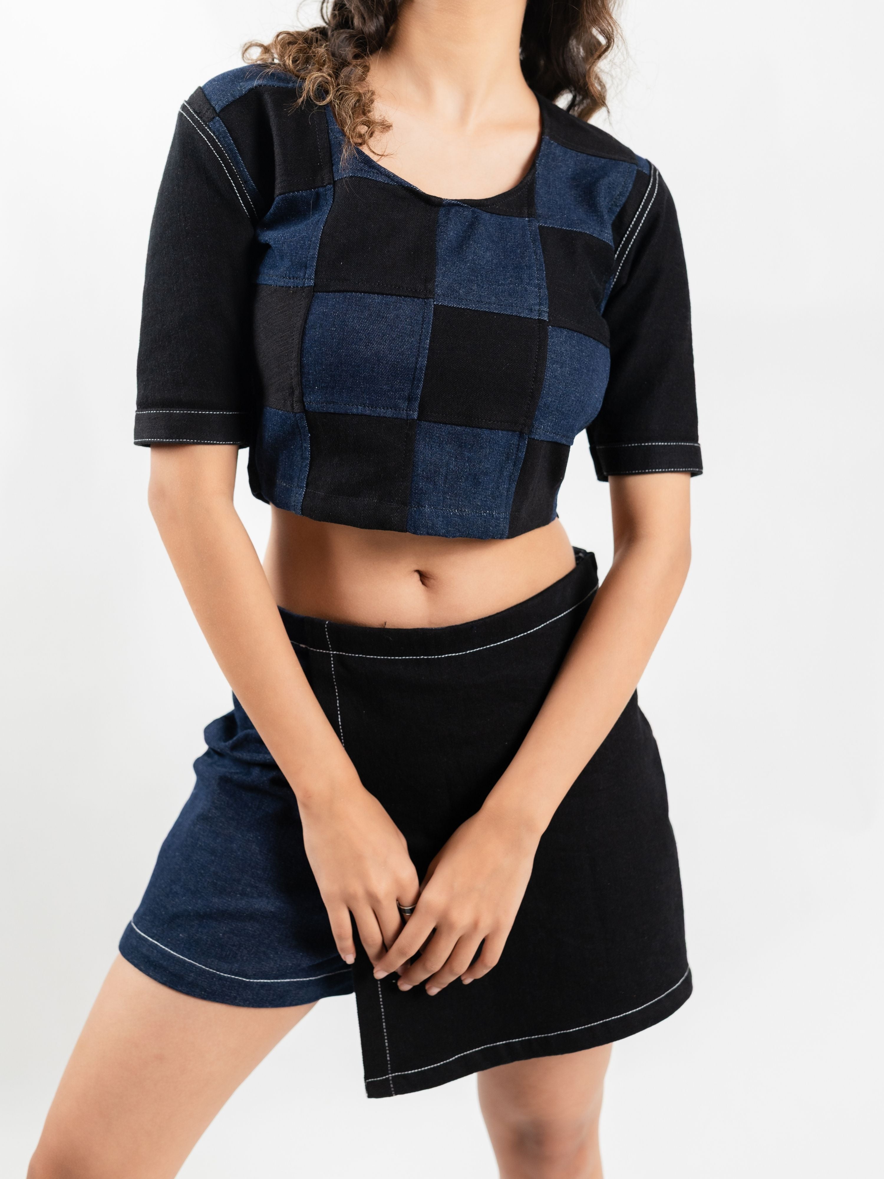 Checkerboard top with skorts