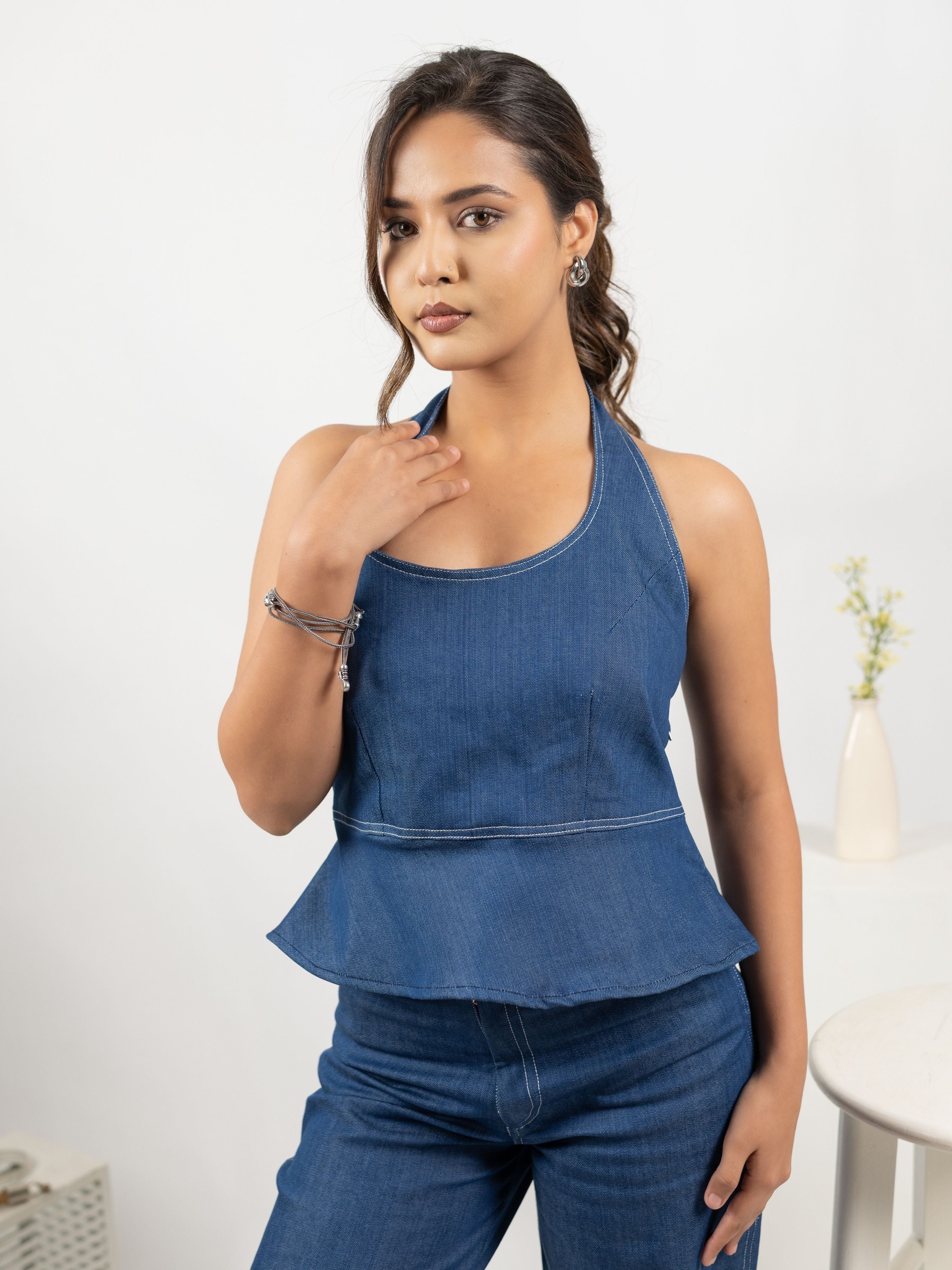 The Peplum Halter Neck Top