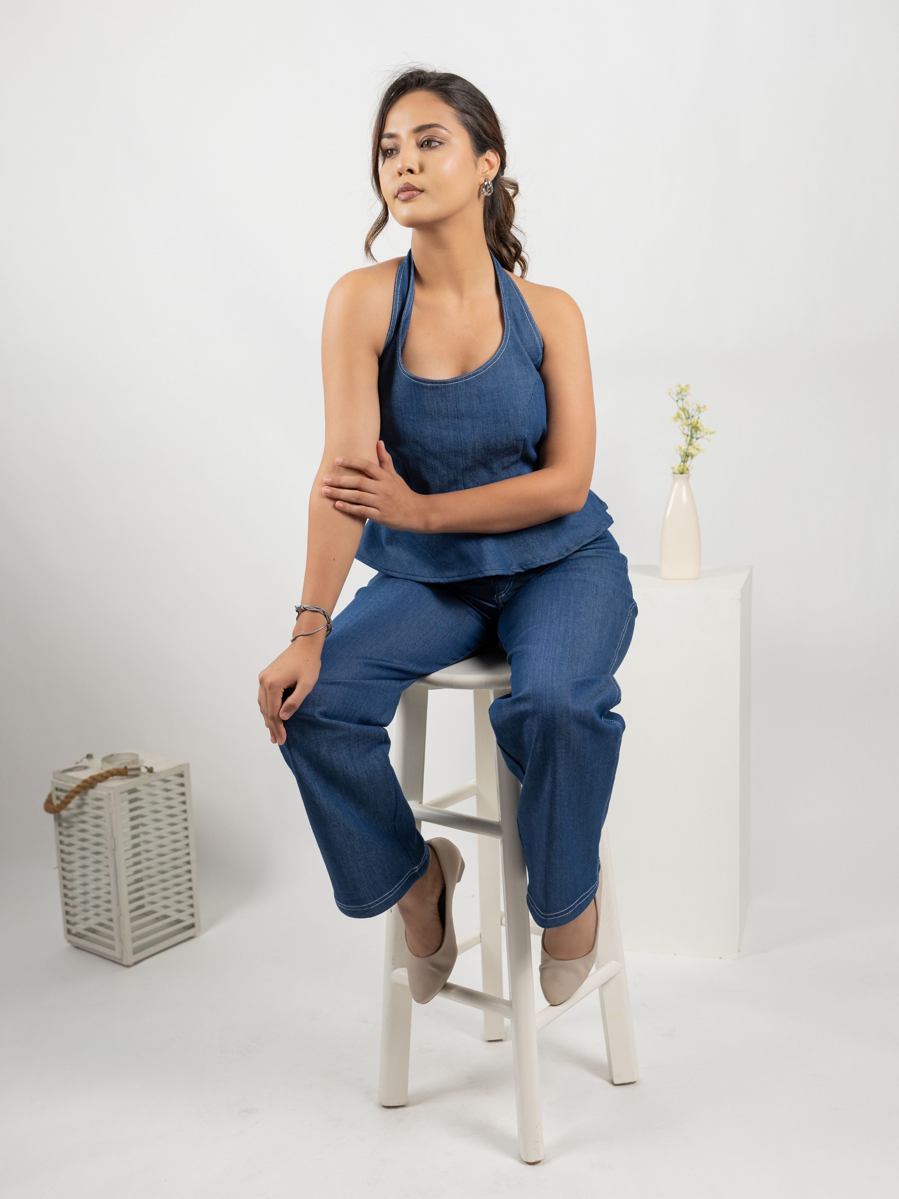 The Peplum Halter Neck Top