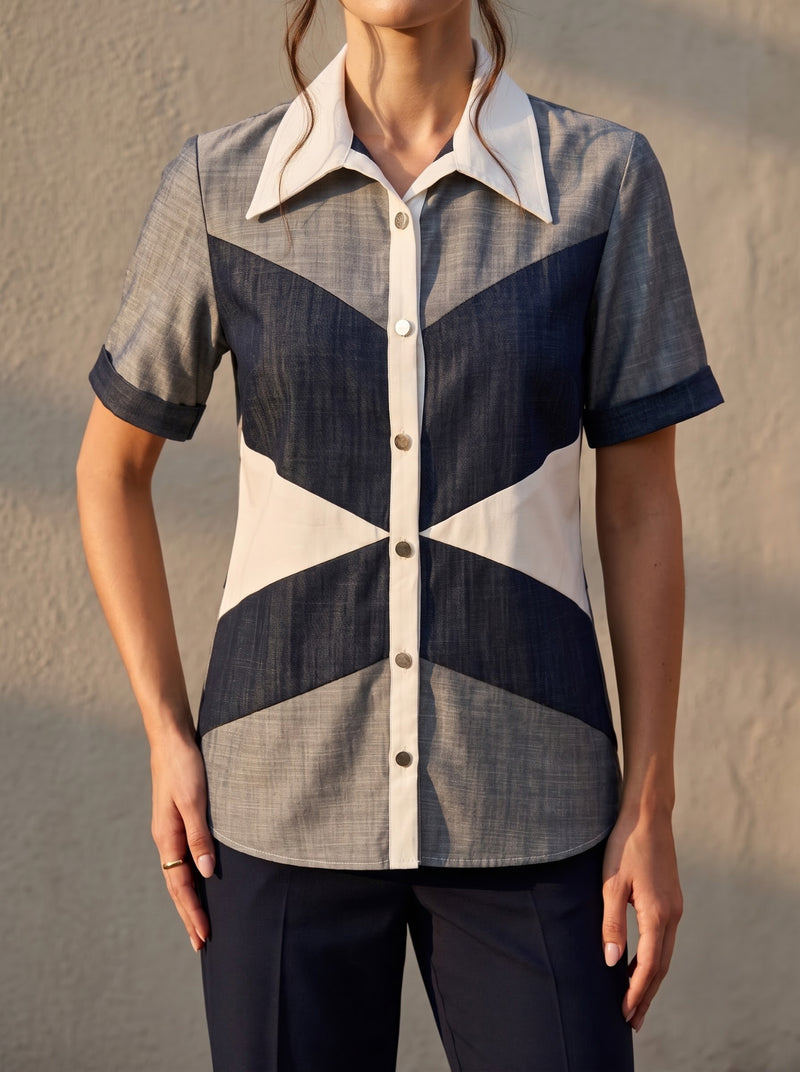 Geo Line Denim Shirt