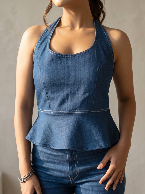 The Peplum Halter Neck Top