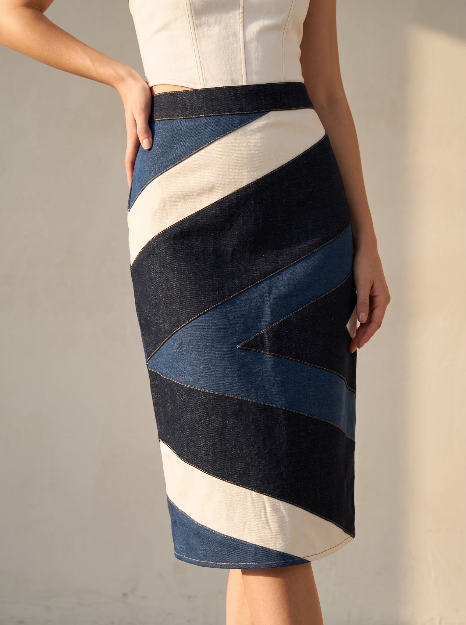 Flowline Denim Skirt